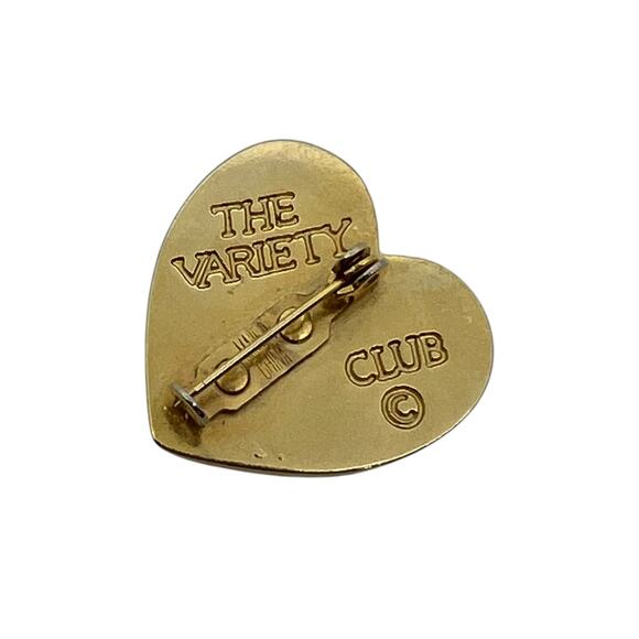 Vintage Heart-Shaped Pin / Brooch – Gold-Toned, The Variety Club - Picture 3 of 3
